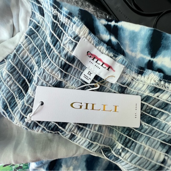 Gilli 1x NWT Blue and White Tye Dye Spaghetti Strap Dress - Picture 8 of 9